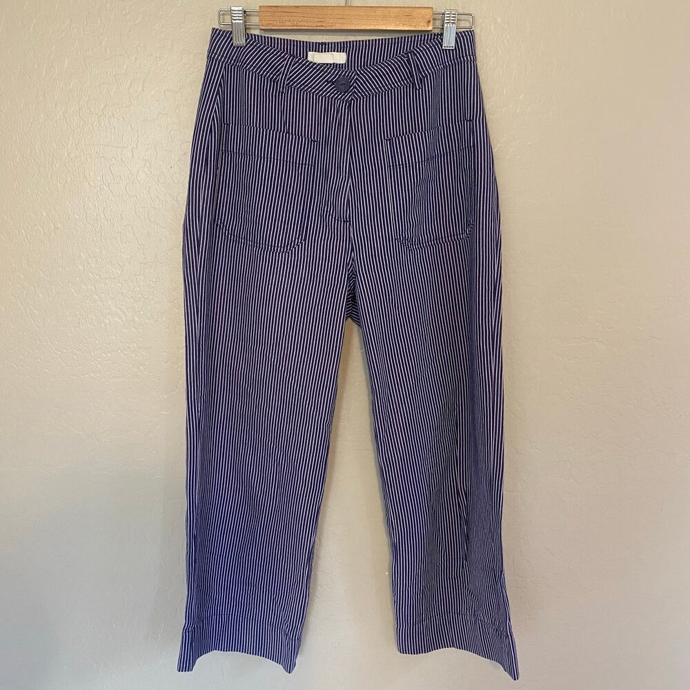 SKFK Mariartze Cropped Culottes Pants Womens Sz 6 8 Organic Cotton Striped
